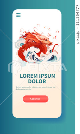 chinese new year of dragon icon zodiac sign for greeting card asian flyer invitation poster vertical copy space 111364777