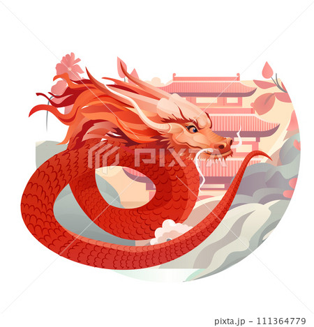chinese new year of dragon icon zodiac sign for greeting card asian flyer invitation poster 111364779
