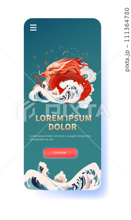 chinese new year of dragon icon zodiac sign for greeting card asian flyer invitation poster vertical copy space 111364780