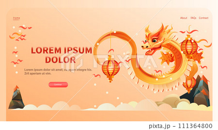 chinese new year of dragon icon zodiac sign for greeting card asian flyer invitation poster horizontal copy space 111364800
