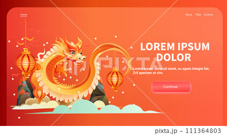 chinese new year of dragon icon zodiac sign for greeting card asian flyer invitation poster horizontal copy space 111364803