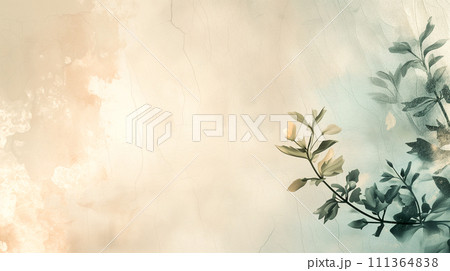 鮮やかな赤い花と緑豊かなヴィンテージイラスト。PPTやホームページの背景。 鮮やかな赤い花と緑豊かなヴィンテージイラスト。PPTやホームページの背景。 111364838