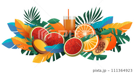 tropical fruits cocktail brazilian festival holiday celebration greeting invitation postcard culture and tradition carnival party concept tropical fruits cocktail brazilian festival holiday celebration greeting invitation postcard culture and tradition carnival party concept 111364923