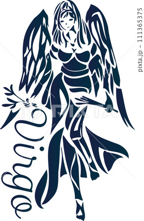 乙女座のクールなトライバル風星座マークのイラスト素材 [111365375