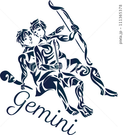双子座のクールなトライバル風星座マーク 111365378