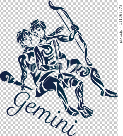 双子座のクールなトライバル風星座マーク 111365378