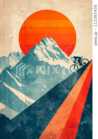 Mountain bike with a mountain background 111365430