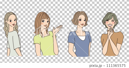 Stylish female upper body with various expressions Stylish female upper body with various expressions 111365575