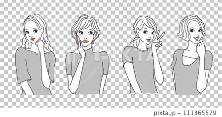 Stylish female upper body with various expressions Stylish female upper body with various expressions 111365579