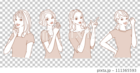 Stylish female upper body with various expressions Stylish female upper body with various expressions 111365593