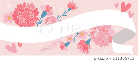 母の日のカーネーションのデザインのバナー背景。ベクターイラスト。 111365715