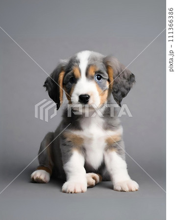 伏せをするコーイケルホンディエの子犬 111366386