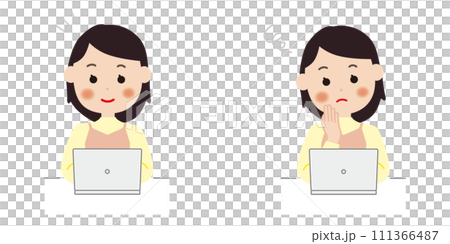 パソコンの操作をする女性 111366487