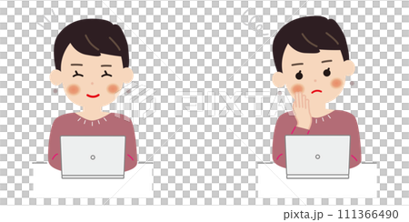 A woman who operates a computer 111366490