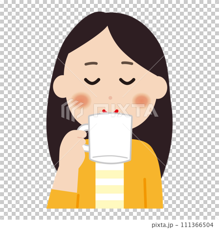 A woman drinking coffee A woman drinking coffee 111366504