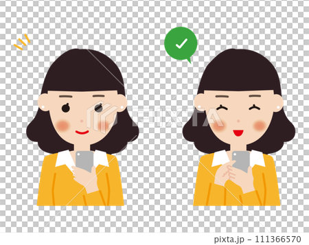 A woman operating a smartphone 111366570