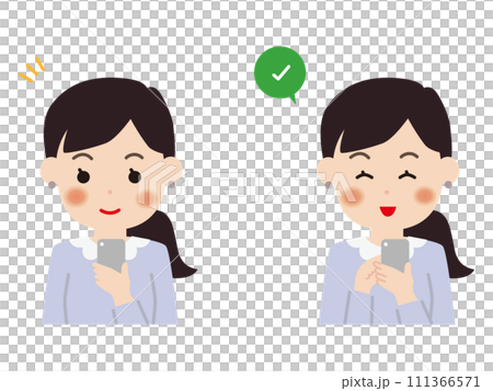 A woman operating a smartphone 111366571