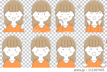 Young woman facial expression set 7 Young woman facial expression set 7 111367405