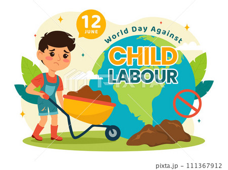 World Day Against Child Labour Vector Illustration on 12 June with Children Working for the Necessities of Life in Flat Cartoon Background World Day Against Child Labour Vector Illustration on 12 June with Children Working for the Necessities of Life in Flat Cartoon Background 111367912