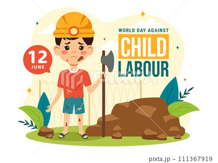 World Day Against Child Labour Vector Illustration on 12 June with Children Working for the Necessities of Life in Flat Cartoon Background 111367919