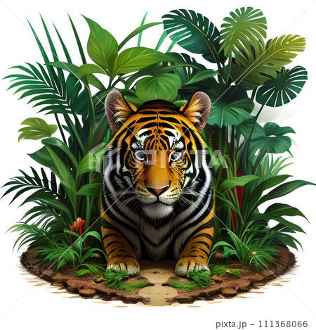 ジャングルのトラのイラスト素材 [111368066] - PIXTA