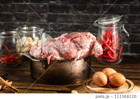 raw beef steak on a black background 111368220