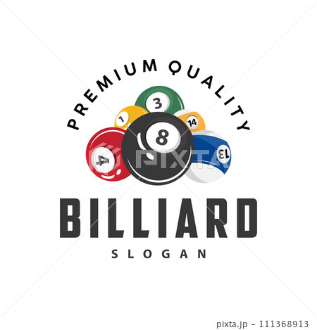 Billiard Logo Minimalist Design Ball and Stick Symbol Illustration Template 111368913