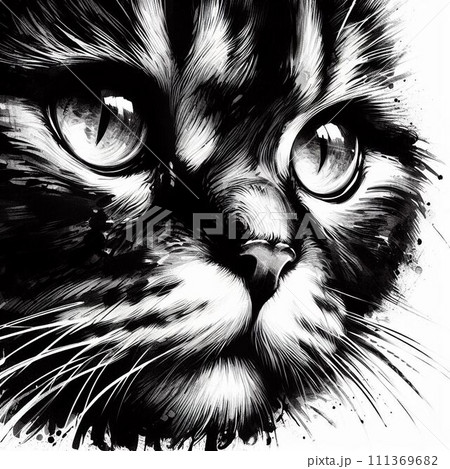 水墨画風の猫【AI画像】 111369682