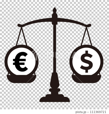 Euro-dollar exchange rate, illustration of a scale illustrating what exchange is. Euro-dollar exchange rate, illustration of a scale illustrating what exchange is. 111369721