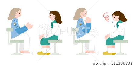 スクールカウンセラーに相談する女子学生のイラスト素材 111369832