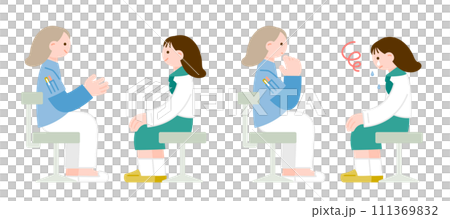 Illustration material of a female student consulting with a school counselor Illustration material of a female student consulting with a school counselor 111369832