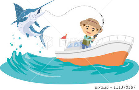 カジキ釣りのイメージイラスト 111370367