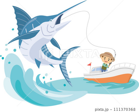 大物カジキ釣りのイメージイラスト 111370368