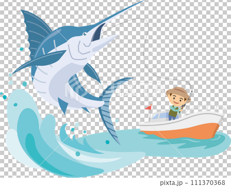 大物カジキ釣りのイメージイラスト 111370368