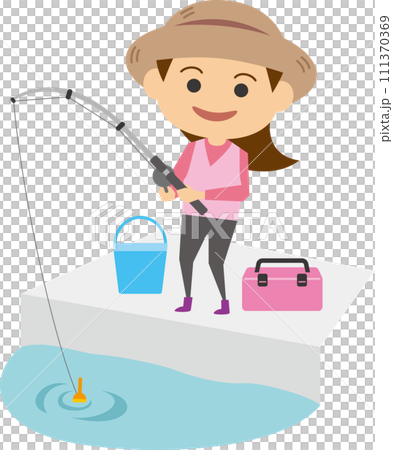 Image illustration of a woman fishing Image illustration of a woman fishing 111370369