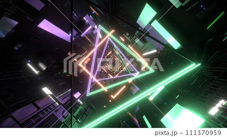 VJ トンネル ワープ 三角形 回転 メタル 緑 紫 [別Verあり] 111370959