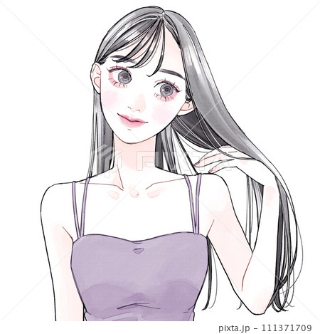 ロングヘアの女性 111371709
