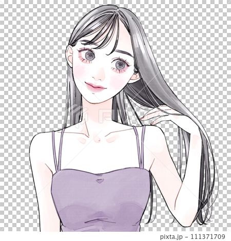 ロングヘアの女性 111371709