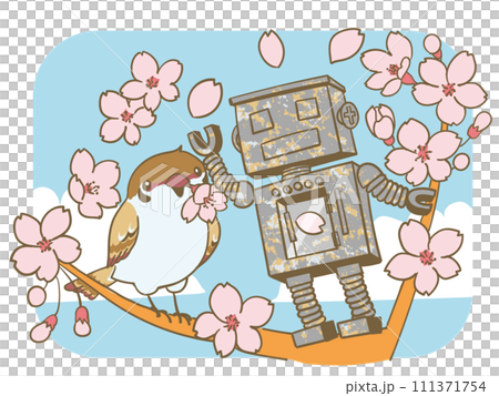 春天的櫻花與花園機器人 111371754