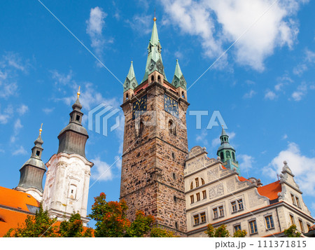 Black Tower and Town Hall in Klatovy, Czech Republic 111371815