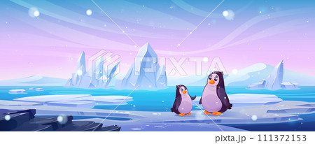 Penguins on snowy arctic landscape Penguins on snowy arctic landscape 111372153