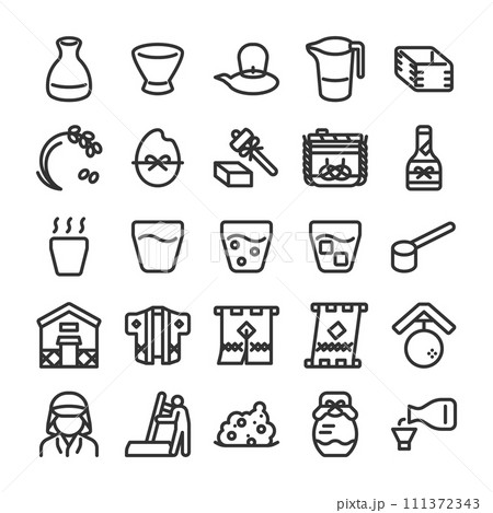 日本酒 酒造 アイコン セット 日本酒 酒造 アイコン セット 111372343