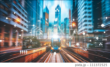 AIによる自動化された倉庫の効率的な物流プロセス、最新の技術や人工知能を活用した倉庫や物流。 111372525