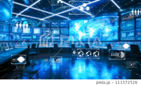 AIによる自動化された倉庫の効率的な物流プロセス、最新の技術や人工知能を活用した倉庫や物流。 AIによる自動化された倉庫の効率的な物流プロセス、最新の技術や人工知能を活用した倉庫や物流。 111372526