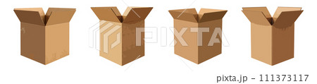 Opened cardboard box vector set isolated on white background 111373117