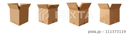 Opened cardboard box vector set isolated on white background Opened cardboard box vector set isolated on white background 111373119