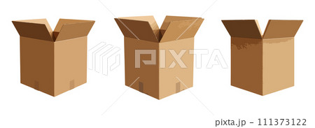 Opened cardboard box vector set isolated on white background 111373122