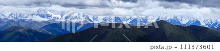 Beautiful snow capped mountain  landscape in Sichuan, China 111373601