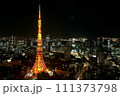 麻布台ヒルズから見た東京タワーと街並み 111373798