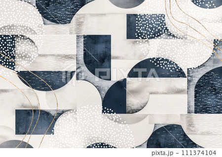 北欧風 幾何学模様 和モダン背景アート 北欧風 幾何学模様 和モダン背景アート 111374104